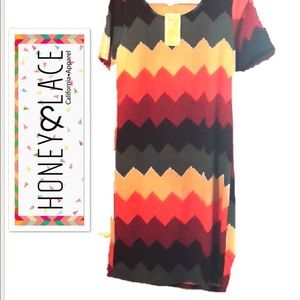 Honey & Lace Midi Dress Chevron print